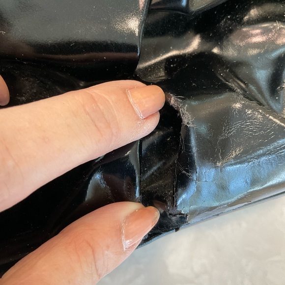 Valentino Garavani Black Patent Leather Braided Handle Shoulder Bag Tote w/ wear - Picture 15 of 16